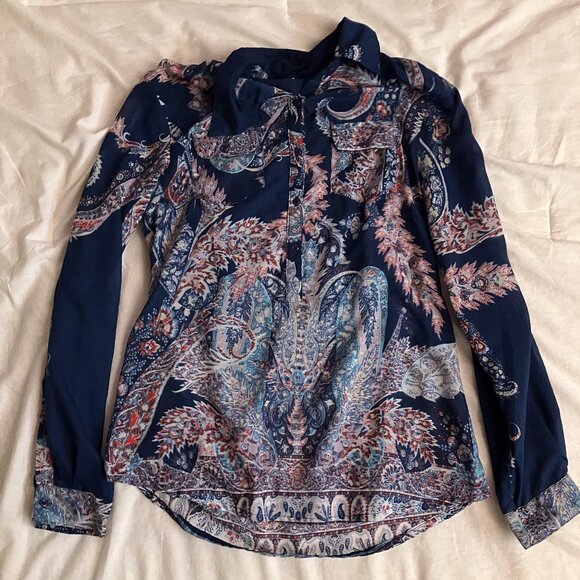 Boho paisley print long-sleeve blouse - Picture 1 of 5